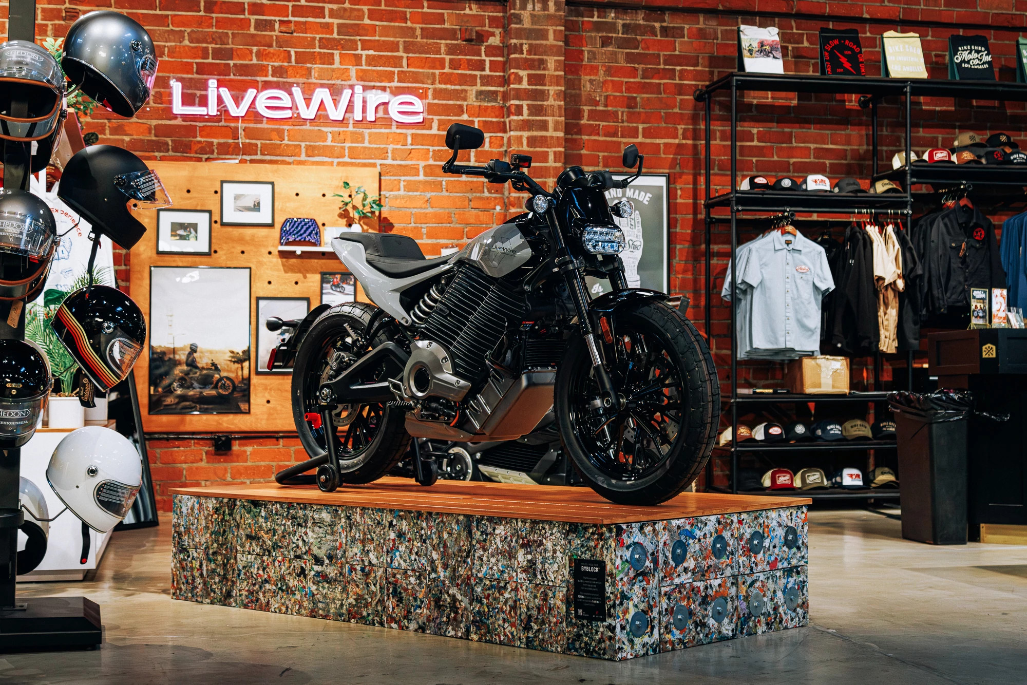 LiveWire Display at The Bike Shed in Los Angeles Repurposes the